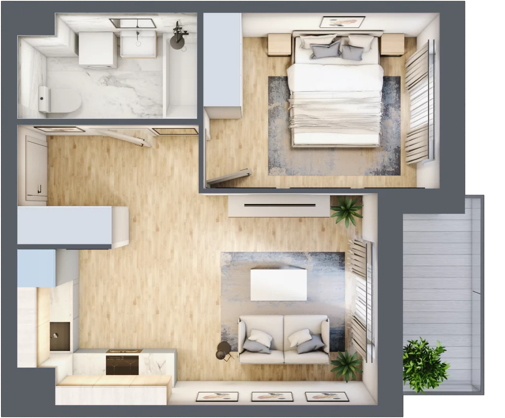 2 pokoje, mieszkanie 37,88 m², piętro 3, oferta nr MLAAB/B/3/3, Metro Life Apartamenty, Warszawa, Bemowo, Chrzanów, ul. Rayskiego