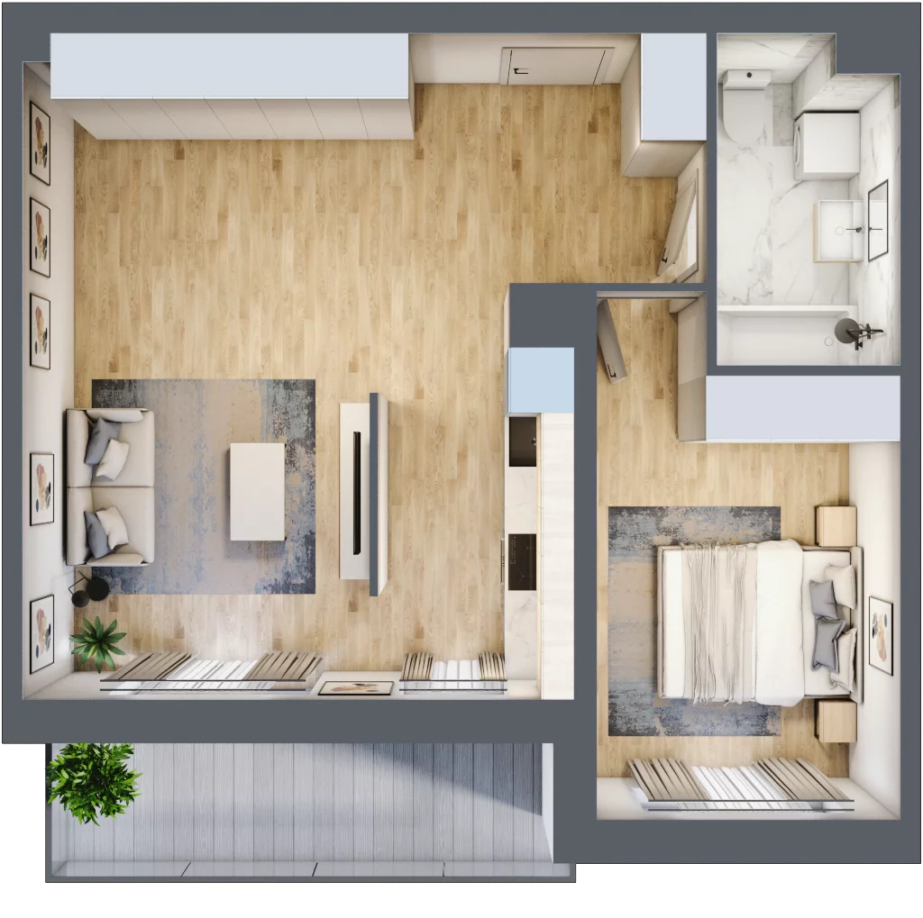 2 pokoje, mieszkanie 52,13 m², piętro 4, oferta nr MLAAB/B/4/1, Metro Life Apartamenty, Warszawa, Bemowo, Chrzanów, ul. Rayskiego