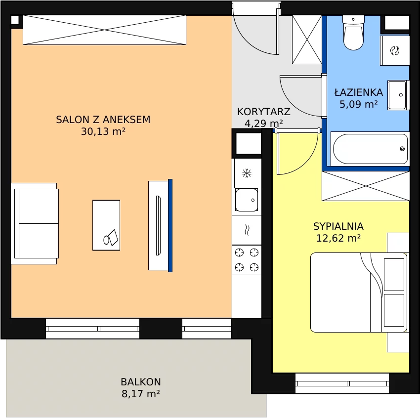 Zalety mieszkania 52.13 m², MLAAB/B/5/1
