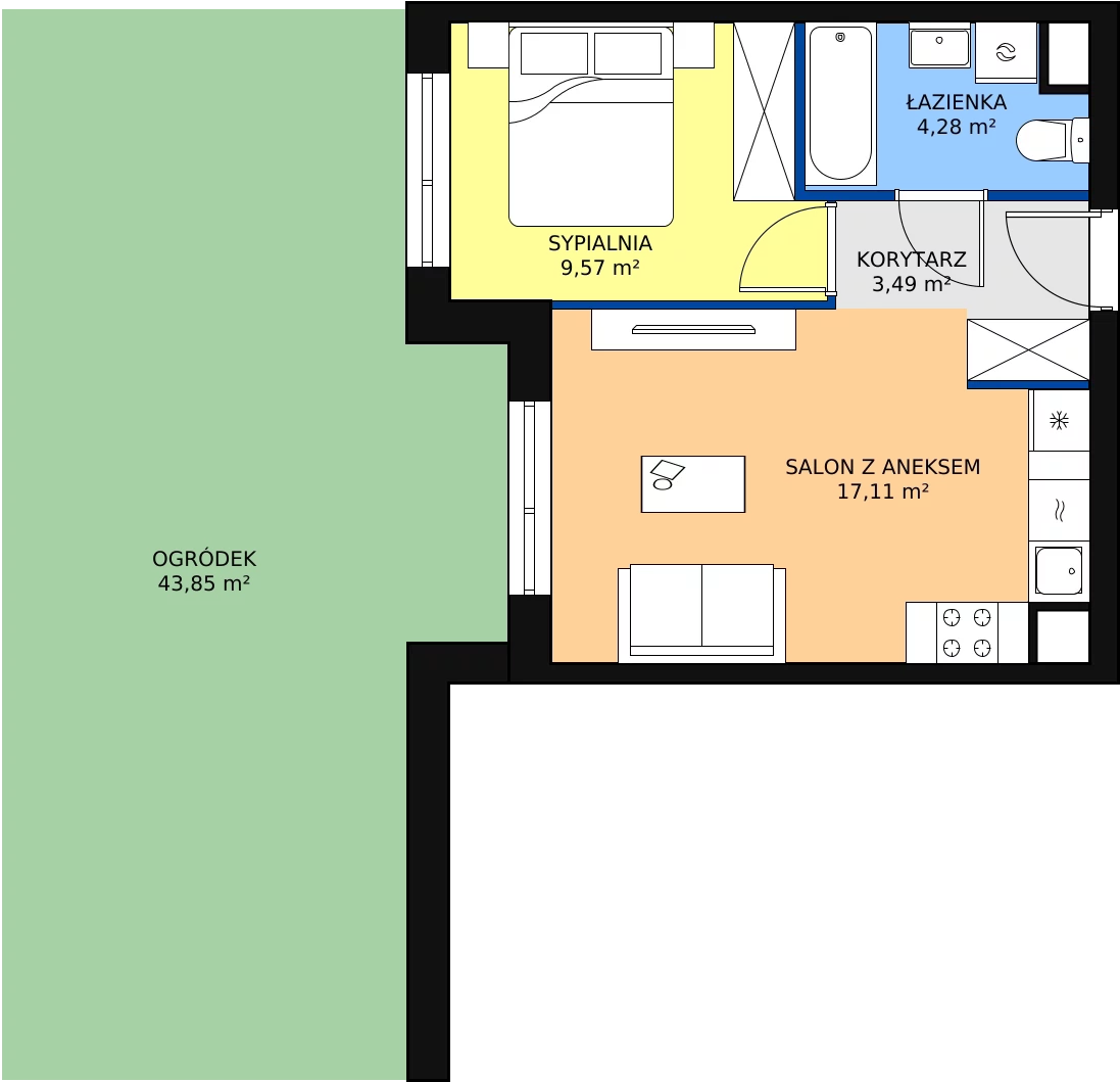 Zalety mieszkania 34.45 m², MLAAB/C/0/1