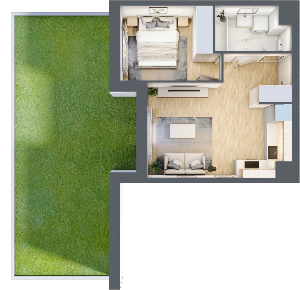2 pokoje, mieszkanie 34,45 m², parter, oferta nr MLAAB/C/0/1, Metro Life Apartamenty, Warszawa, Bemowo, Chrzanów, ul. Rayskiego