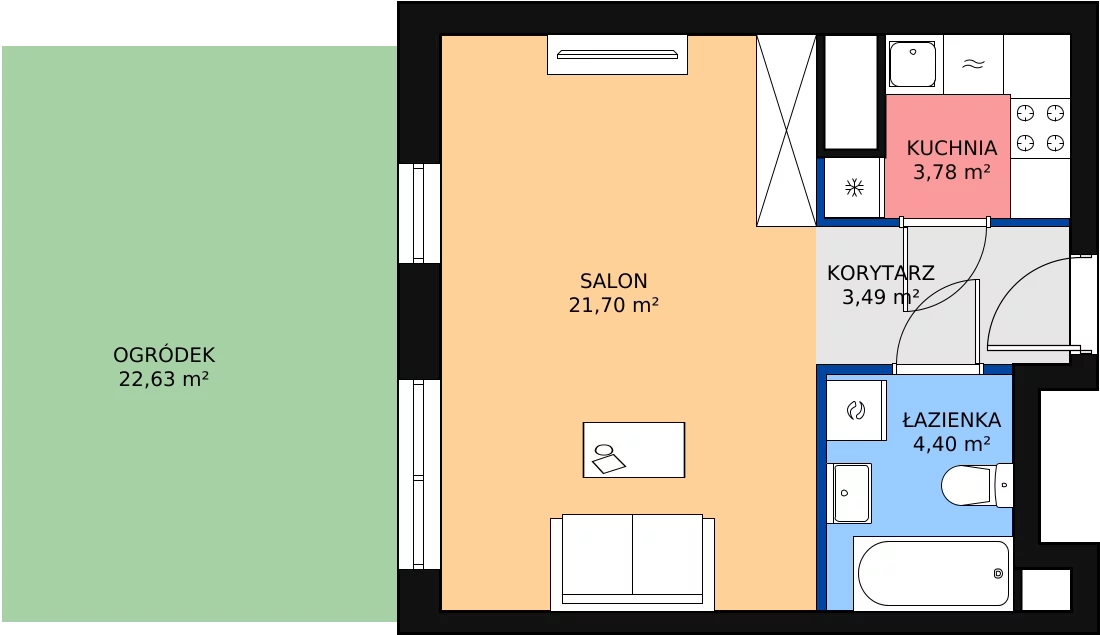 Zalety mieszkania 33.37 m², MLAAB/C/0/10