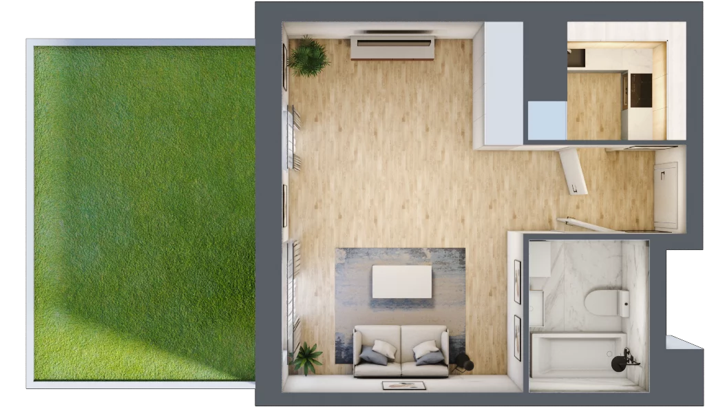 1 pokój, mieszkanie 33,37 m², parter, oferta nr MLAAB/C/0/10, Metro Life Apartamenty, Warszawa, Bemowo, Chrzanów, ul. Rayskiego