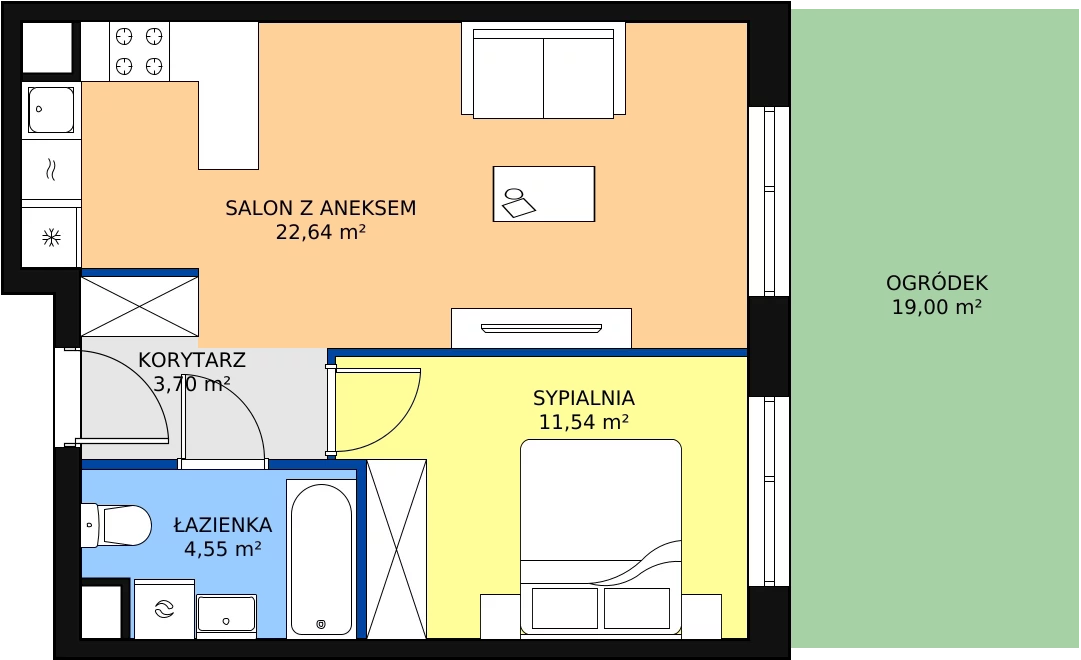 Zalety mieszkania 42.43 m², MLAAB/C/0/3