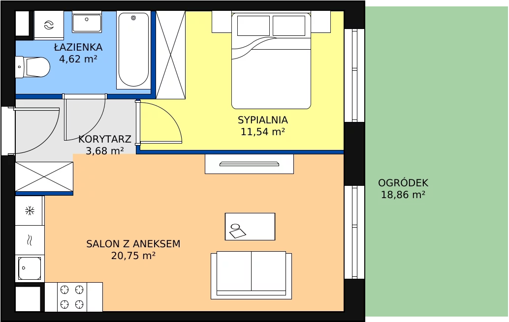 Zalety mieszkania 40.59 m², MLAAB/C/0/6