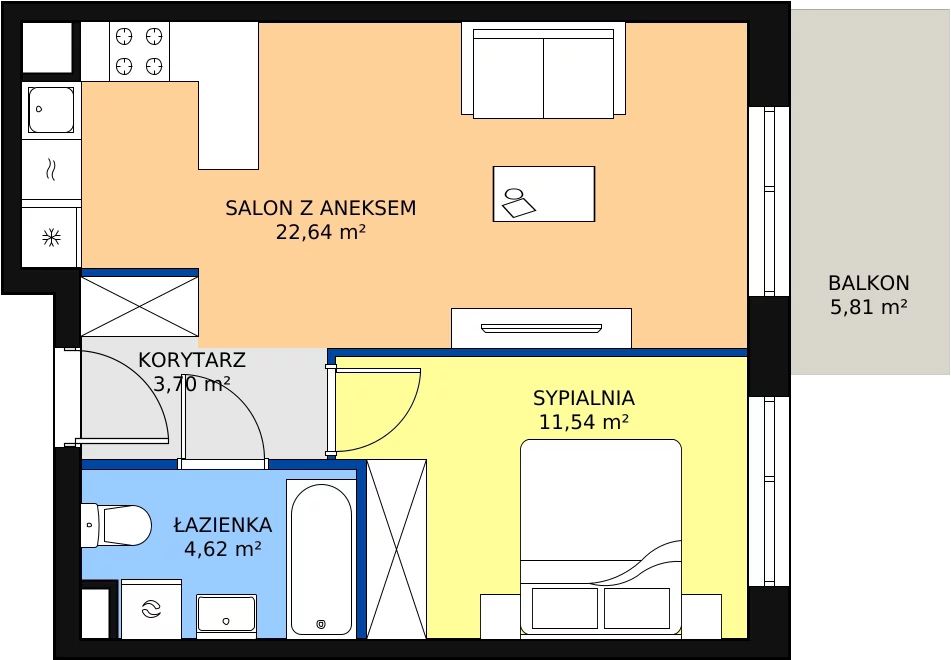Zalety mieszkania 42.5 m², MLAAB/C/1/3