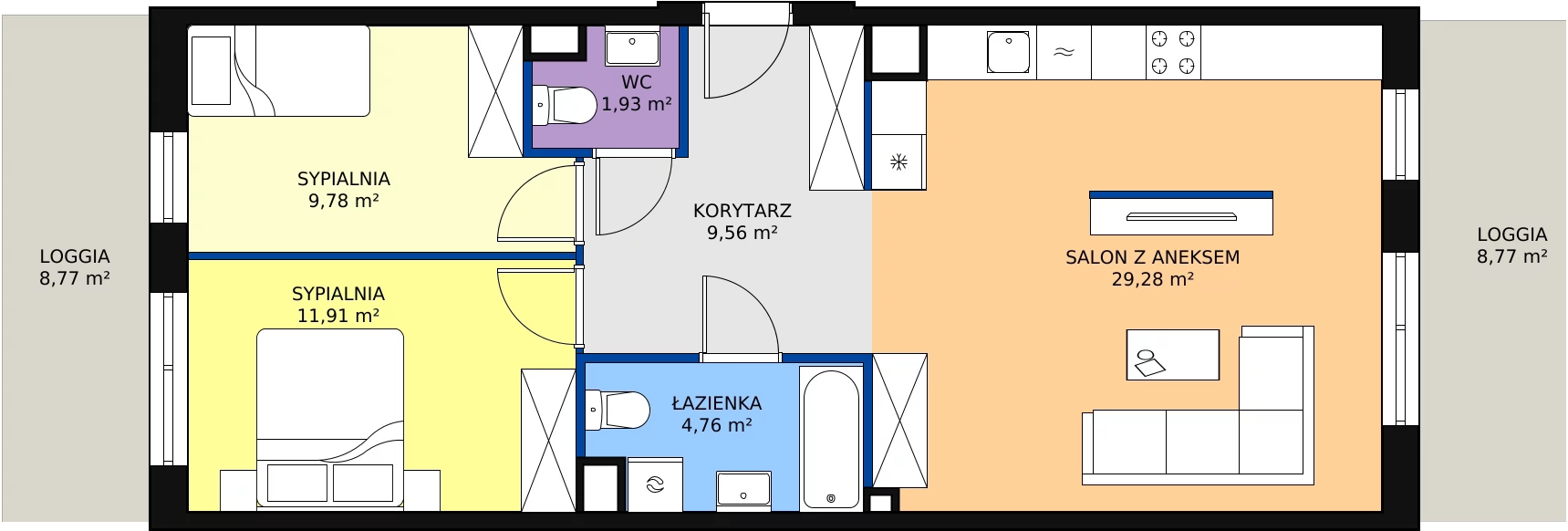 Zalety mieszkania 67.23 m², MLAAB/C/1/8
