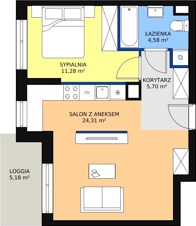 Zalety mieszkania 45.87 m², MLAAB/C/3/9