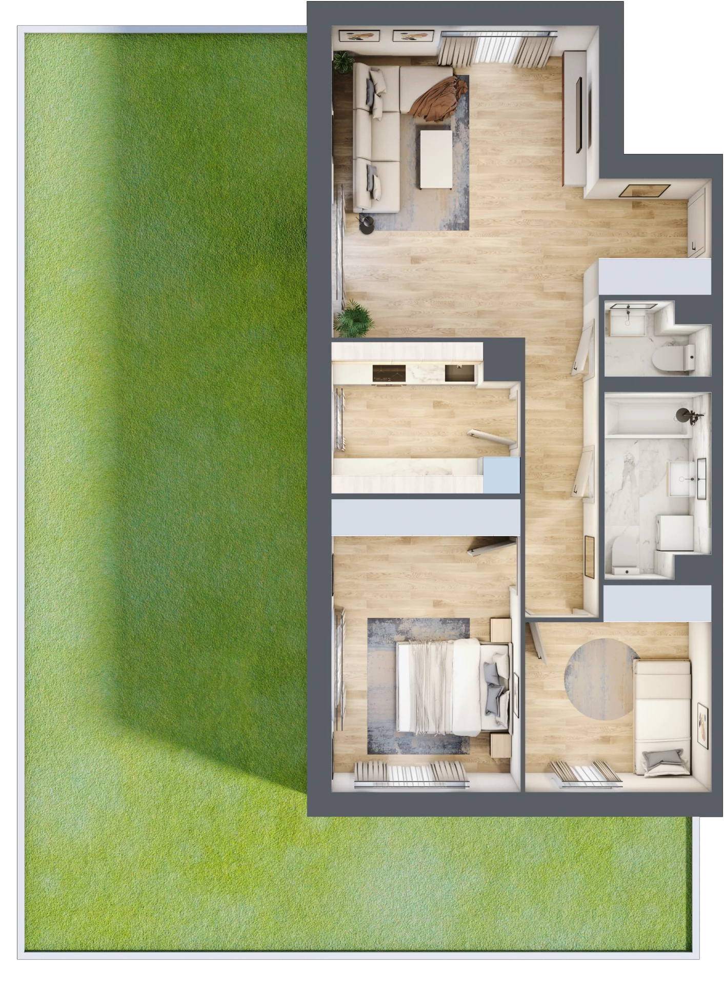 3 pokoje, mieszkanie 69,24 m², parter, oferta nr MLAAB/D/0/4, Metro Life Apartamenty, Warszawa, Bemowo, Chrzanów, ul. Rayskiego