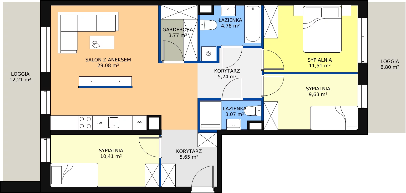 Zalety mieszkania 83.14 m², MLAAB/D/1/1