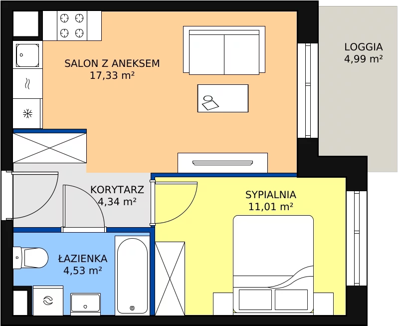 Zalety mieszkania 37.2 m², MLAAB/D/1/2
