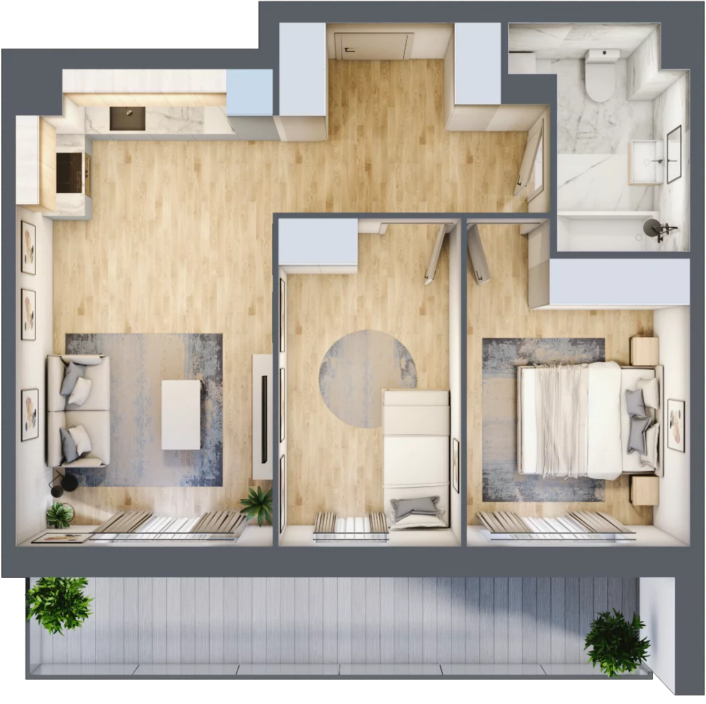 3 pokoje, mieszkanie 54,62 m², piętro 1, oferta nr MLAAB/D/1/6, Metro Life Apartamenty, Warszawa, Bemowo, Chrzanów, ul. Rayskiego