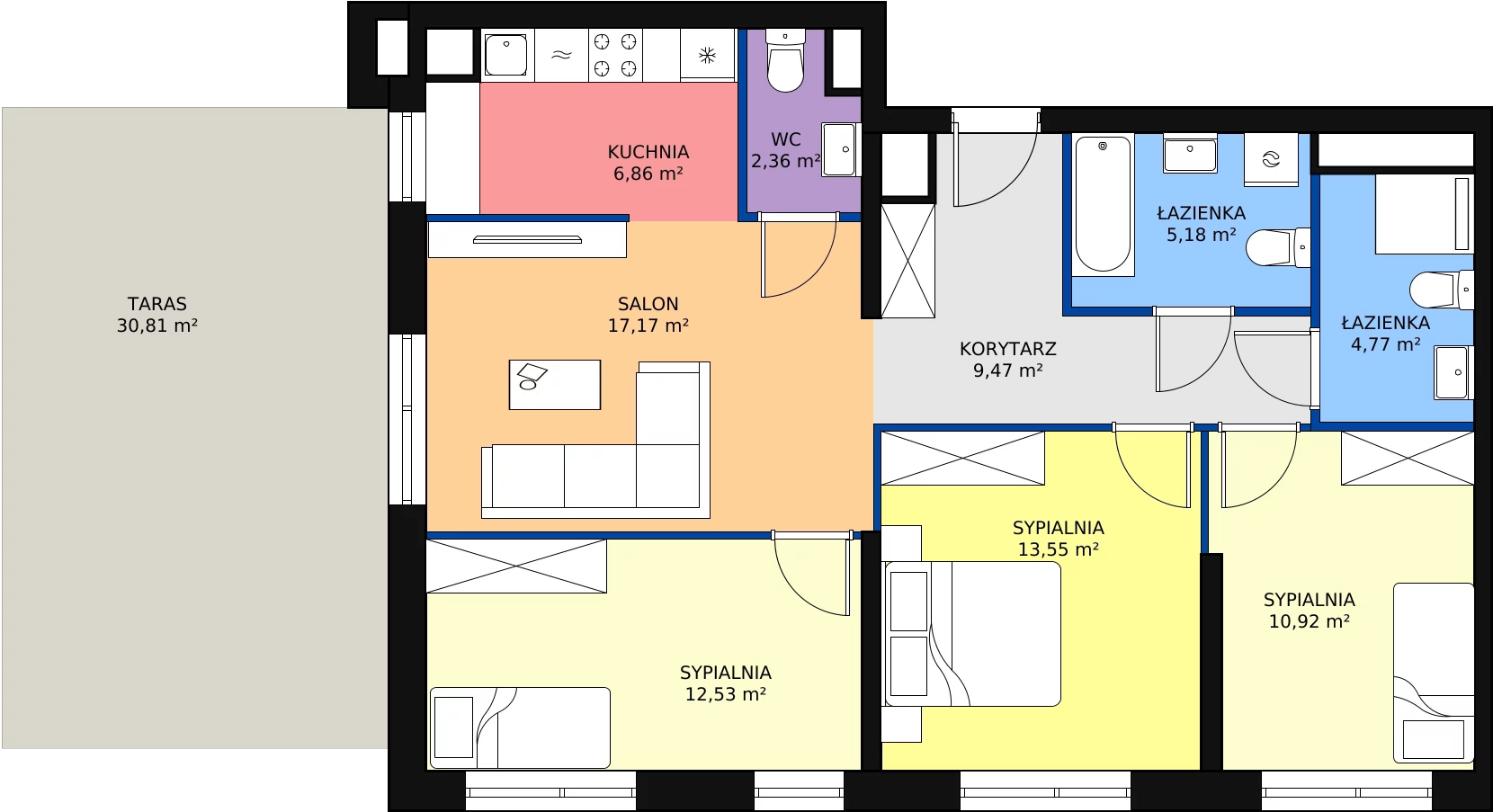 Zalety mieszkania 82.81 m², MLAAB/D/4/4