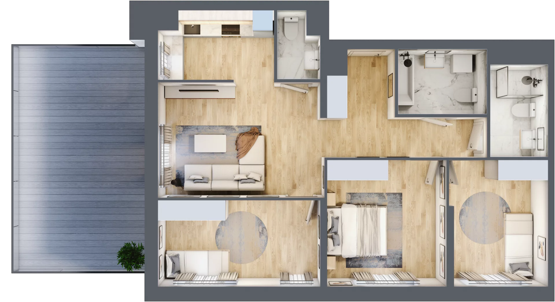 4 pokoje, mieszkanie 82,81 m², piętro 4, oferta nr MLAAB/D/4/4, Metro Life Apartamenty, Warszawa, Bemowo, Chrzanów, ul. Rayskiego