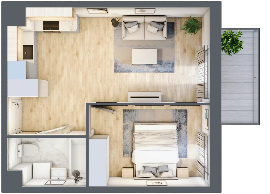 2 pokoje, mieszkanie 38,66 m², piętro 2, oferta nr SU1/A/2/2, Sady Ursynów 1, Warszawa, Ursynów, Wyczółki, ul. Koprowskiego / Pieskowa Skała