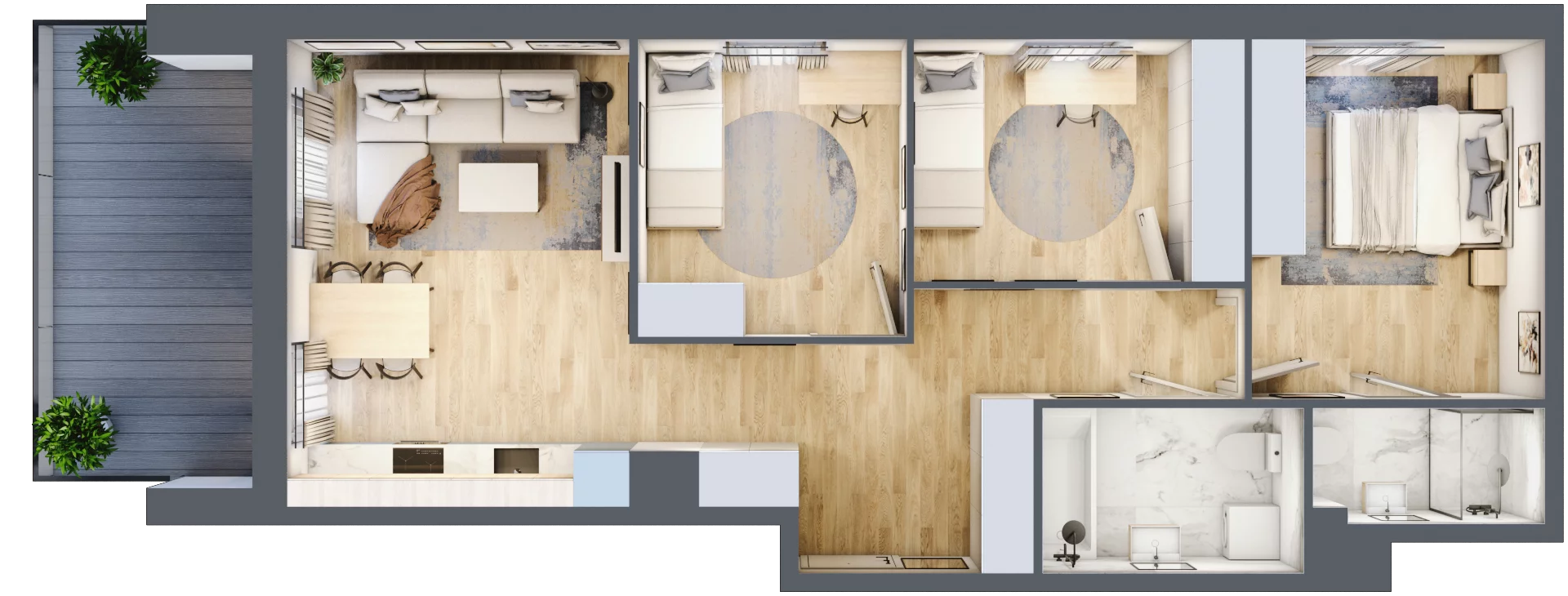 4 pokoje, mieszkanie 75,56 m², piętro 2, oferta nr SU1/A/2/9, Sady Ursynów 1, Warszawa, Ursynów, Wyczółki, ul. Koprowskiego / Pieskowa Skała