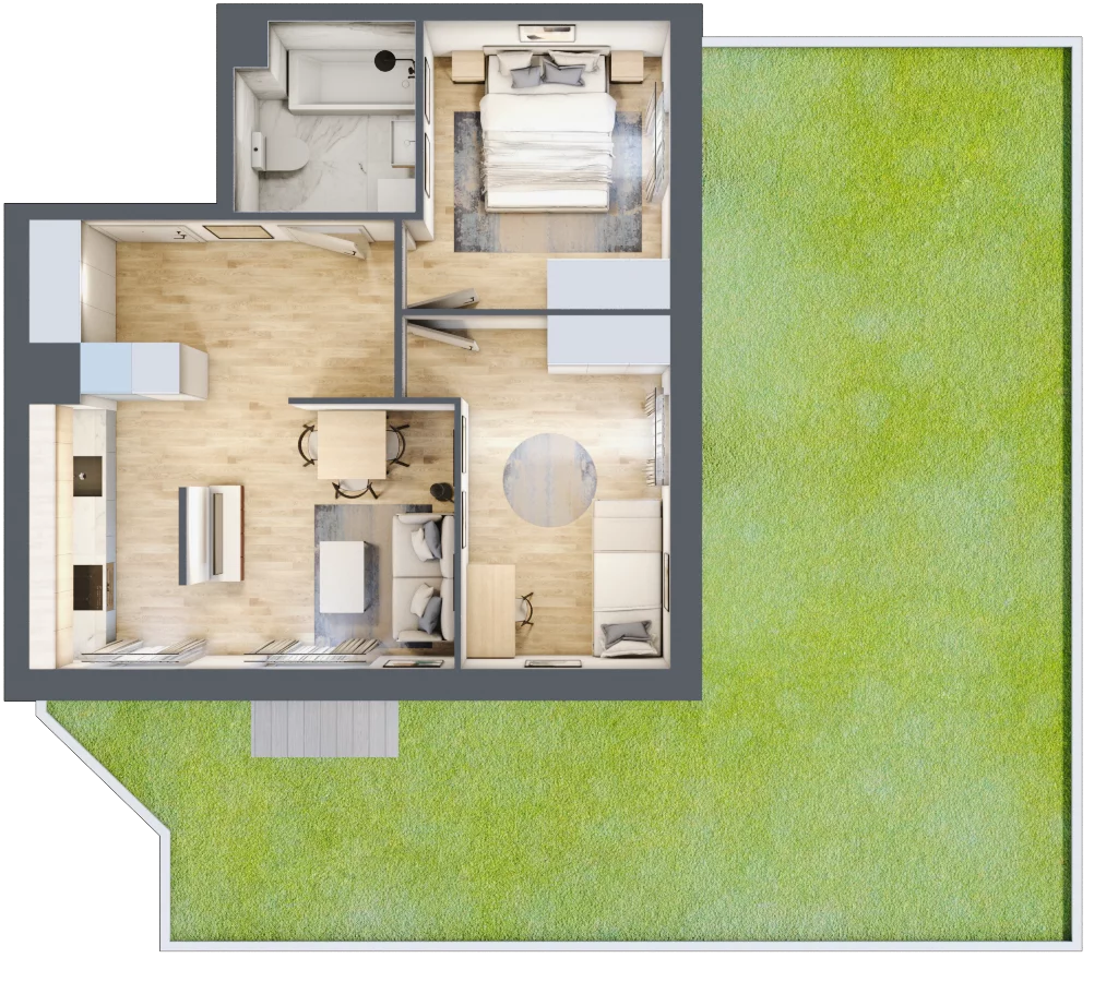 3 pokoje, mieszkanie 53,45 m², parter, oferta nr SU1/A/0/8, Sady Ursynów 1, Warszawa, Ursynów, Wyczółki, ul. Koprowskiego / Pieskowa Skała