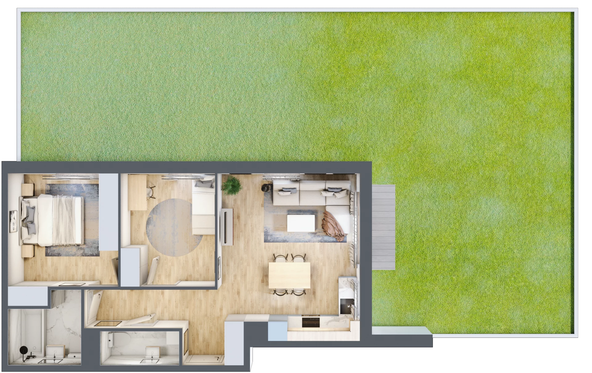 3 pokoje, mieszkanie 60,08 m², parter, oferta nr SU1/A/0/7, Sady Ursynów 1, Warszawa, Ursynów, Wyczółki, ul. Koprowskiego / Pieskowa Skała