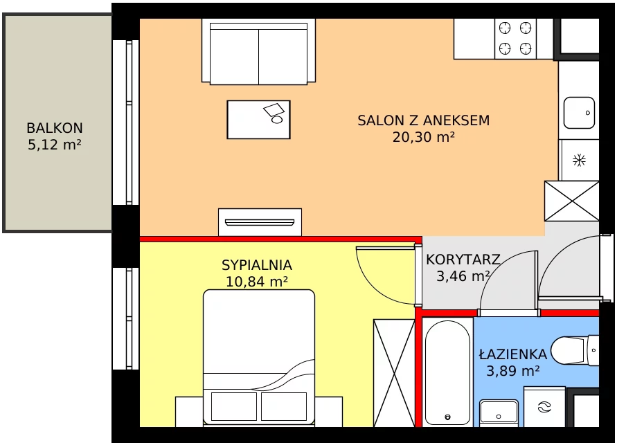 Zalety mieszkania 38.49 m², SU1/A/2/7