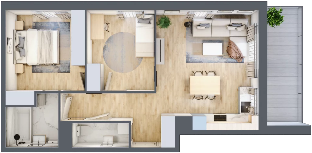 3 pokoje, mieszkanie 60,08 m², piętro 1, oferta nr SU1/A/1/10, Sady Ursynów 1, Warszawa, Ursynów, Wyczółki, ul. Koprowskiego / Pieskowa Skała