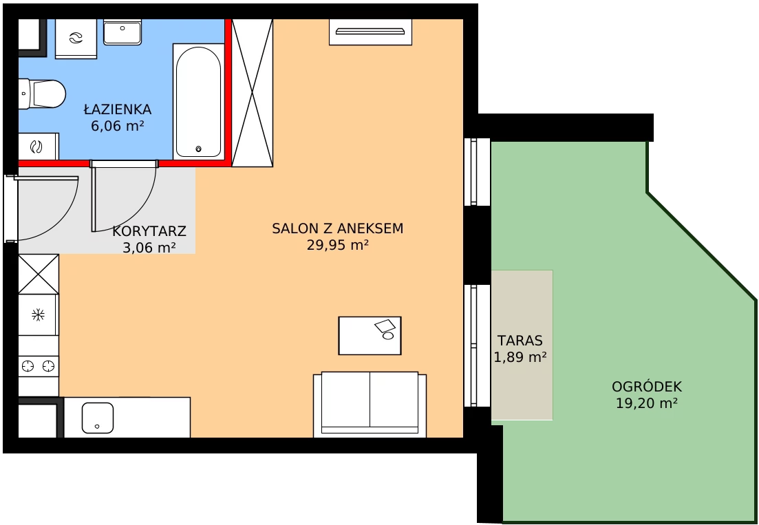 Zalety mieszkania 39.07 m², SU1/A/0/1