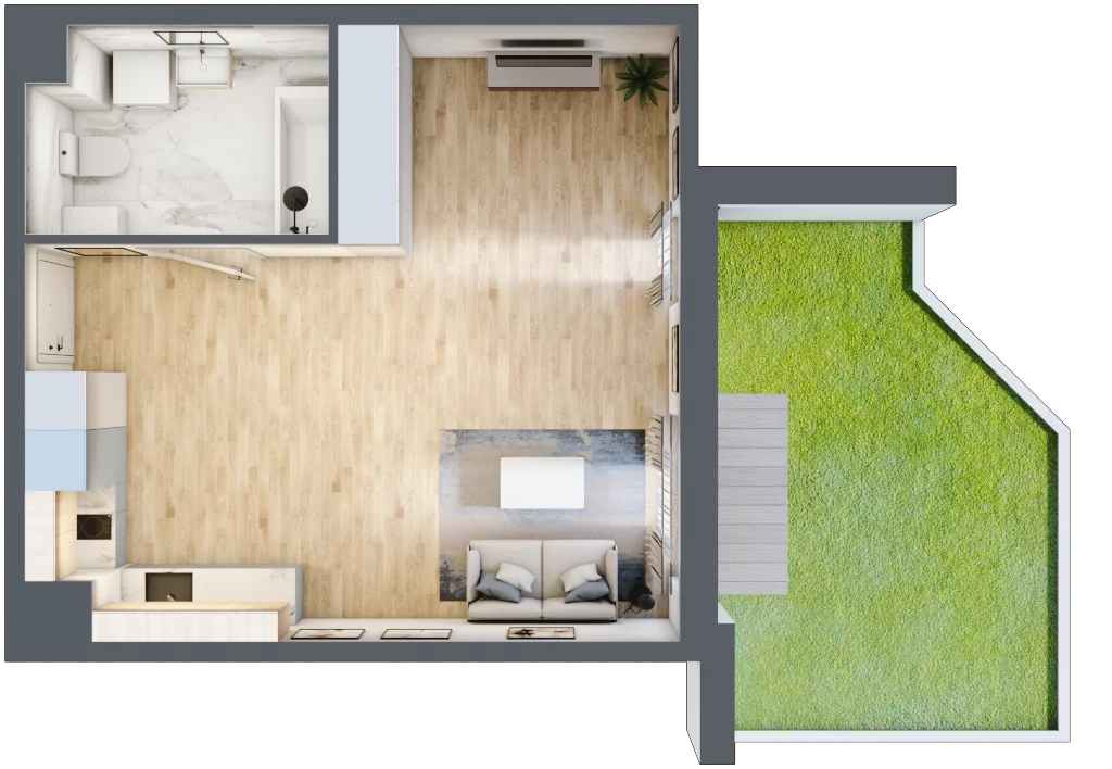 1 pokój, mieszkanie 39,07 m², parter, oferta nr SU1/A/0/1, Sady Ursynów 1, Warszawa, Ursynów, Wyczółki, ul. Koprowskiego / Pieskowa Skała