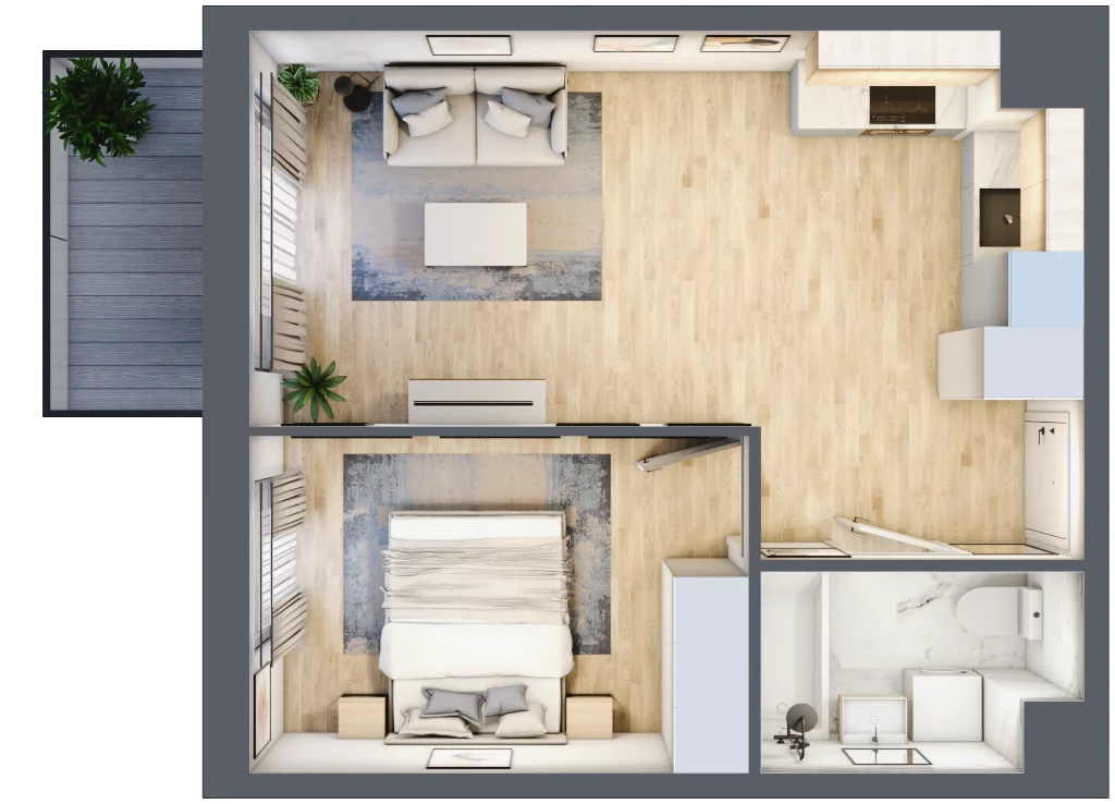 2 pokoje, mieszkanie 38,49 m², piętro 3, oferta nr SU1/A/3/7, Sady Ursynów 1, Warszawa, Ursynów, Wyczółki, ul. Koprowskiego / Pieskowa Skała
