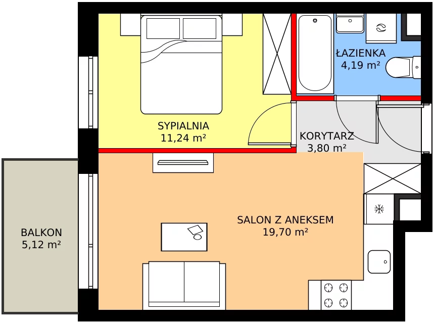 Zalety mieszkania 38.93 m², SU1/A/1/8