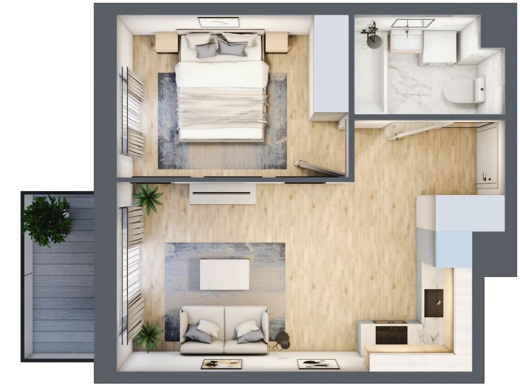 2 pokoje, mieszkanie 38,93 m², piętro 1, oferta nr SU1/A/1/8, Sady Ursynów 1, Warszawa, Ursynów, Wyczółki, ul. Koprowskiego / Pieskowa Skała