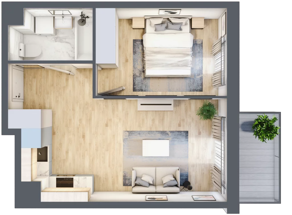 2 pokoje, mieszkanie 37,77 m², piętro 2, oferta nr SU1/A/2/3, Sady Ursynów 1, Warszawa, Ursynów, Wyczółki, ul. Koprowskiego / Pieskowa Skała