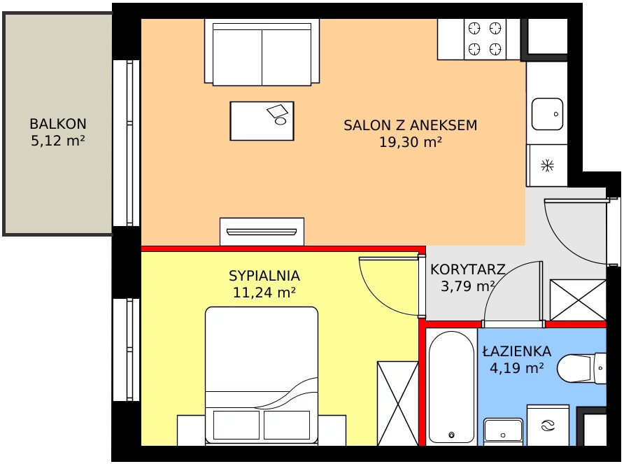 Zalety mieszkania 38.52 m², SU1/A/2/5