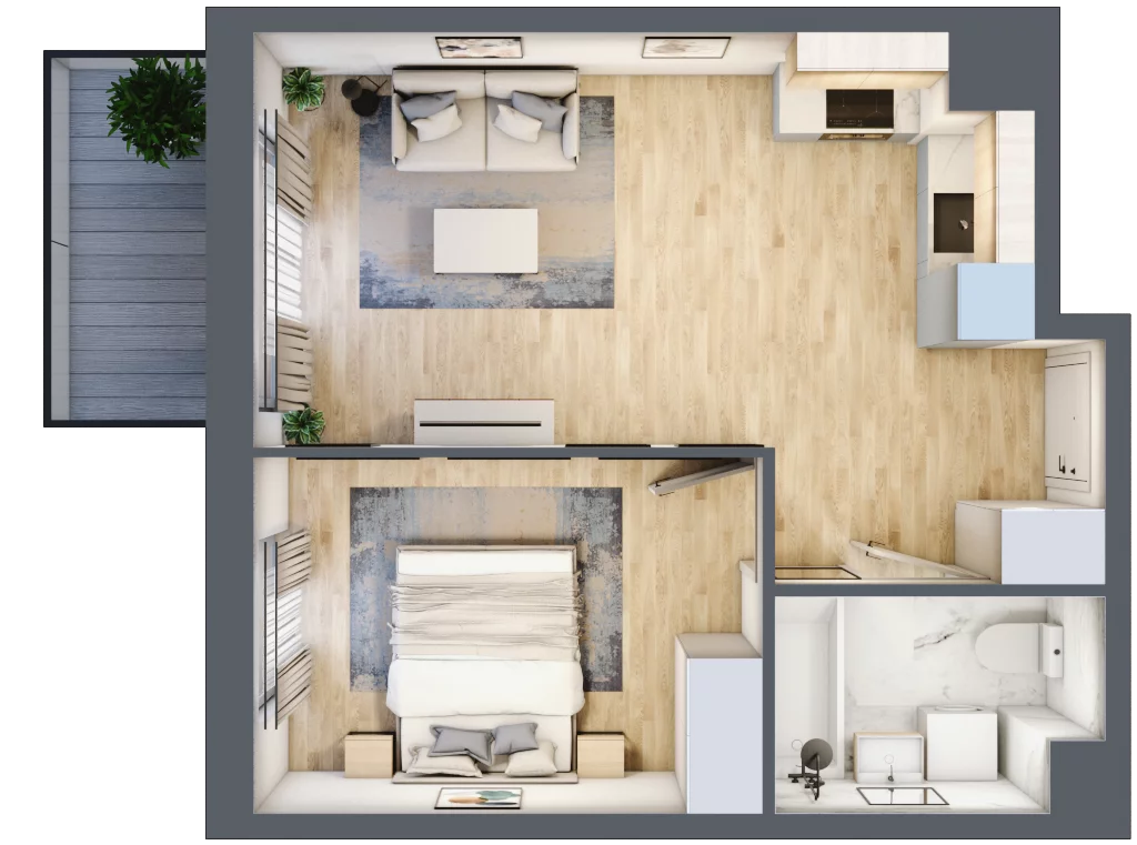 2 pokoje, mieszkanie 38,52 m², piętro 2, oferta nr SU1/A/2/5, Sady Ursynów 1, Warszawa, Ursynów, Wyczółki, ul. Koprowskiego / Pieskowa Skała