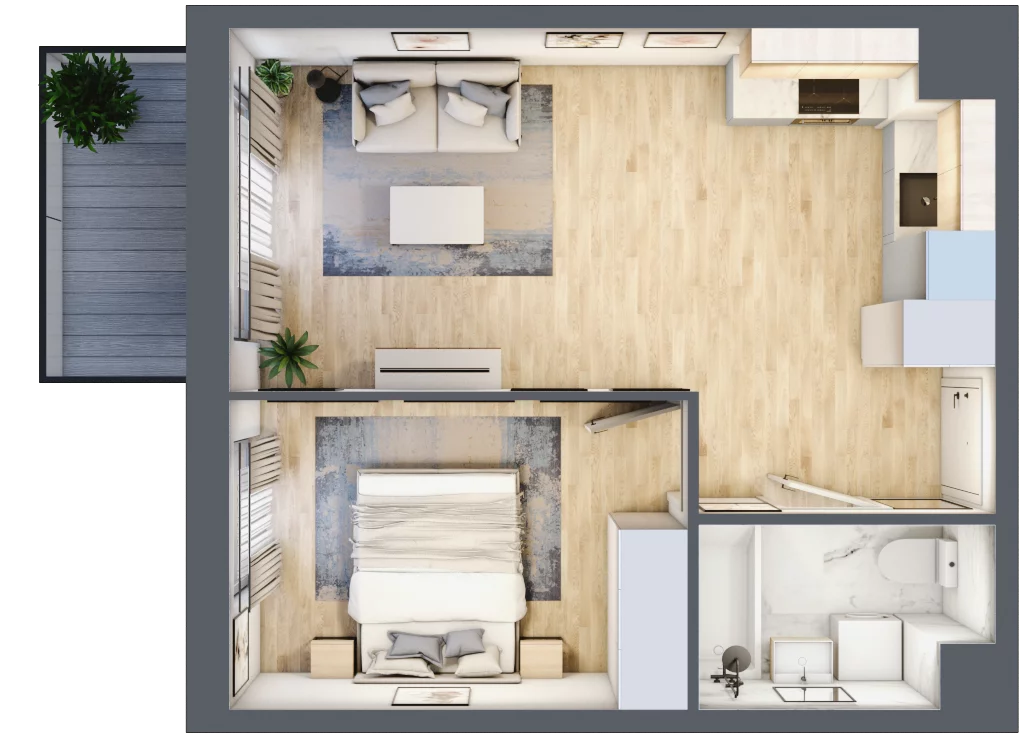 2 pokoje, mieszkanie 38,49 m², piętro 1, oferta nr SU1/A/1/7, Sady Ursynów 1, Warszawa, Ursynów, Wyczółki, ul. Koprowskiego / Pieskowa Skała