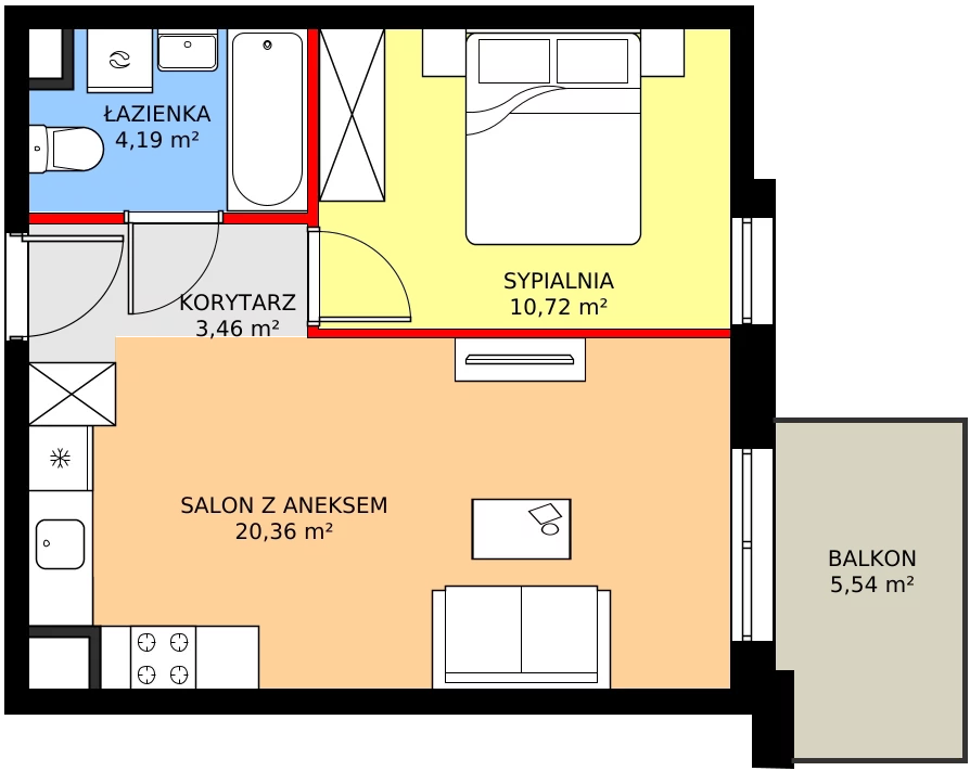 Zalety mieszkania 38.73 m², SU1/A/1/1