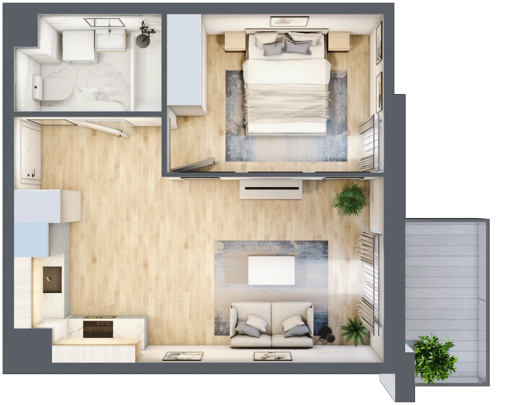 2 pokoje, mieszkanie 38,73 m², piętro 1, oferta nr SU1/A/1/1, Sady Ursynów 1, Warszawa, Ursynów, Wyczółki, ul. Koprowskiego / Pieskowa Skała