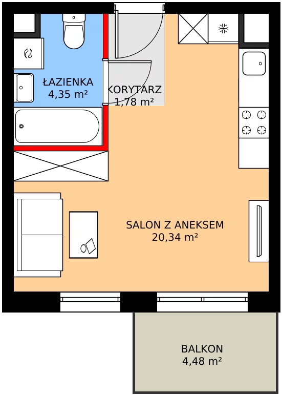 Zalety mieszkania 26.47 m², SU1/A/1/12
