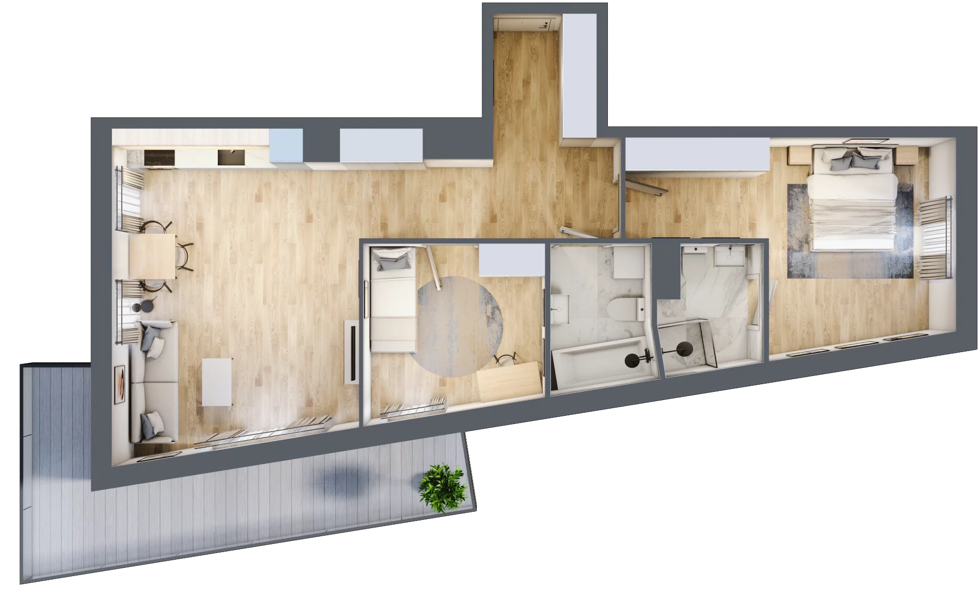 3 pokoje, mieszkanie 74,75 m², piętro 3, oferta nr SU1/A/3/4, Sady Ursynów 1, Warszawa, Ursynów, Wyczółki, ul. Koprowskiego / Pieskowa Skała
