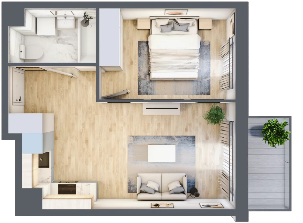 2 pokoje, mieszkanie 37,77 m², piętro 1, oferta nr SU1/A/1/3, Sady Ursynów 1, Warszawa, Ursynów, Wyczółki, ul. Koprowskiego / Pieskowa Skała