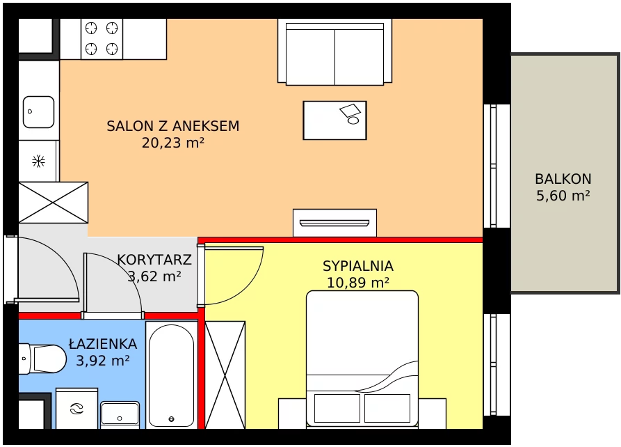 Zalety mieszkania 38.66 m², SU1/A/1/2