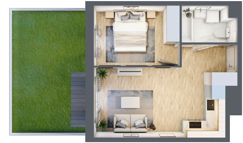 2 pokoje, mieszkanie 38,92 m², parter, oferta nr SU1/A/0/5, Sady Ursynów 1, Warszawa, Ursynów, Wyczółki, ul. Koprowskiego / Pieskowa Skała