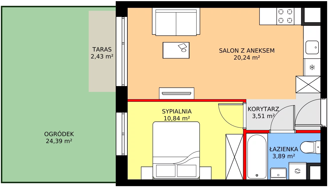 Zalety mieszkania 38.48 m², SU1/A/0/4
