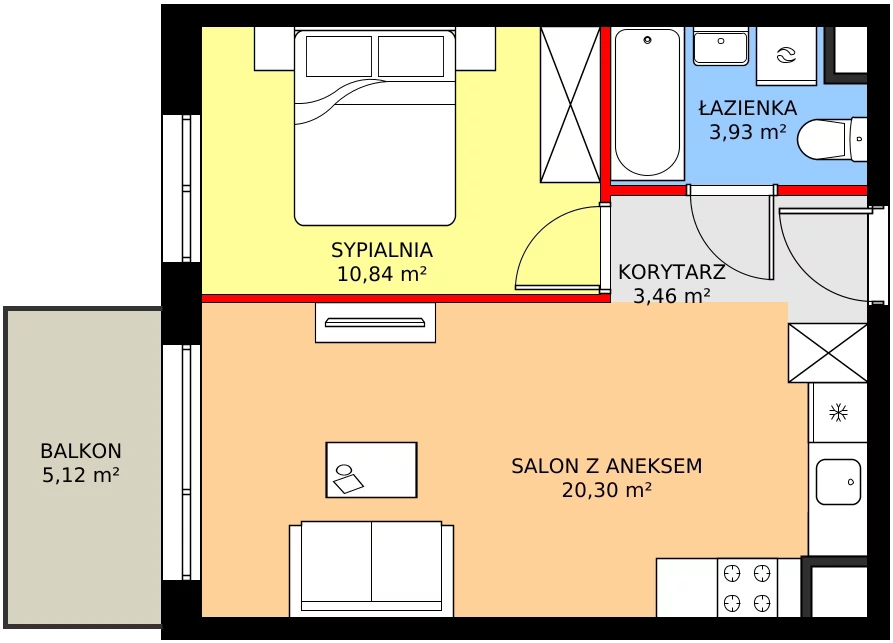 Zalety mieszkania 38.53 m², SU1/A/1/6