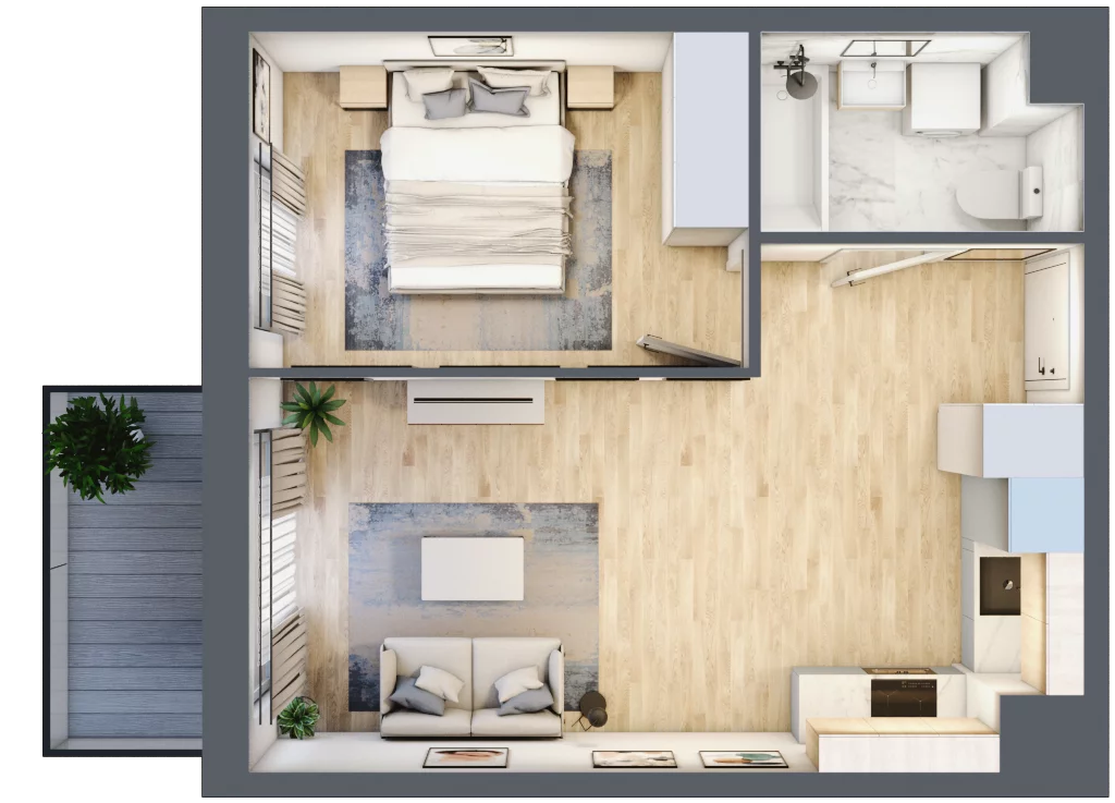 2 pokoje, mieszkanie 38,53 m², piętro 1, oferta nr SU1/A/1/6, Sady Ursynów 1, Warszawa, Ursynów, Wyczółki, ul. Koprowskiego / Pieskowa Skała