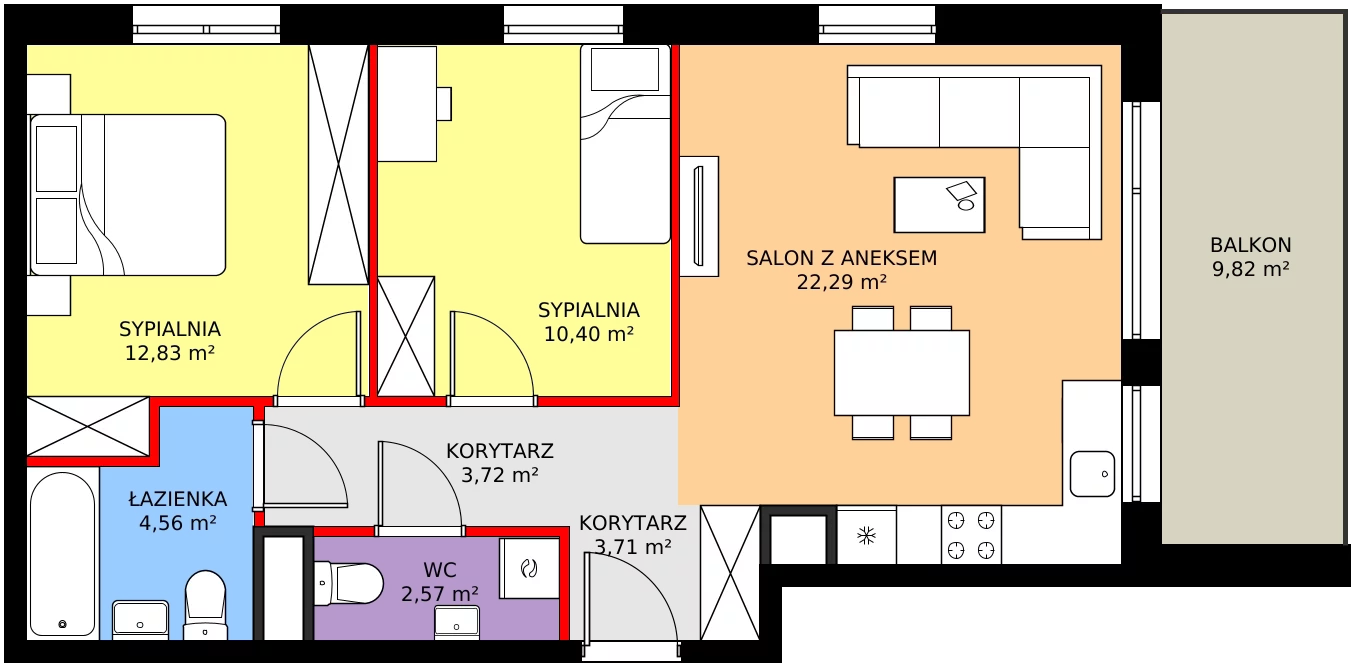 Zalety mieszkania 60.08 m², SU1/A/2/10