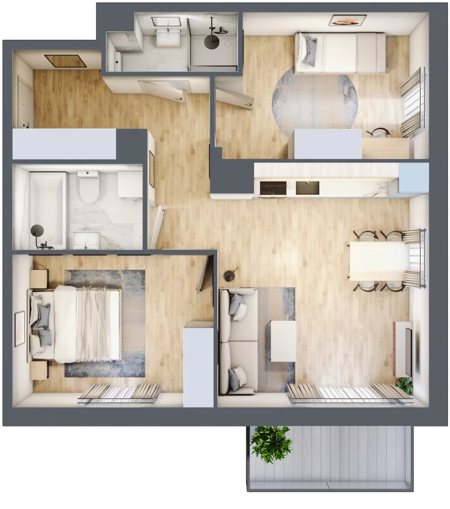 3 pokoje, mieszkanie 59,37 m², piętro 1, oferta nr SU1/B/1/2, Sady Ursynów 1, Warszawa, Ursynów, Wyczółki, ul. Koprowskiego / Pieskowa Skała