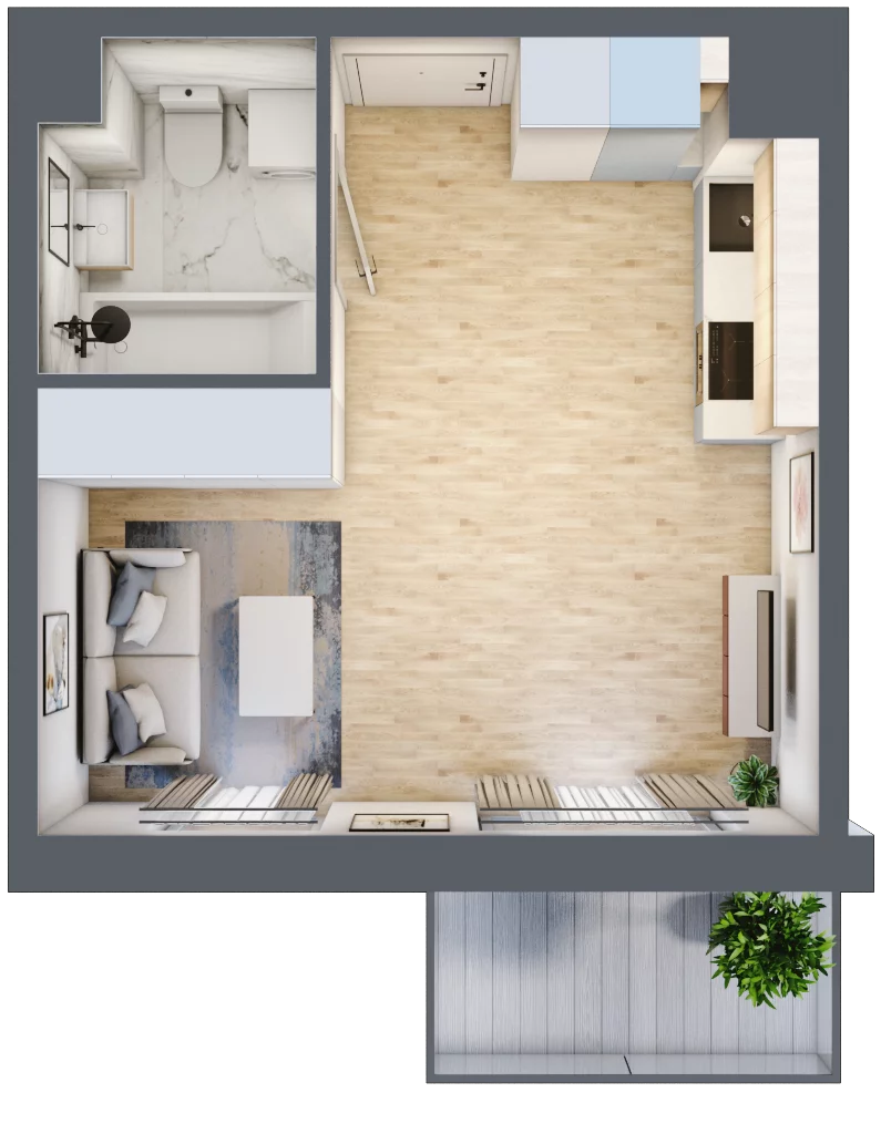 1 pokój, mieszkanie 27,01 m², piętro 1, oferta nr SU1/B/1/4, Sady Ursynów 1, Warszawa, Ursynów, Wyczółki, ul. Koprowskiego / Pieskowa Skała