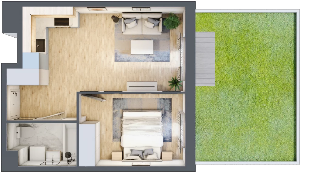 2 pokoje, mieszkanie 37,27 m², parter, oferta nr SU1/B/0/4, Sady Ursynów 1, Warszawa, Ursynów, Wyczółki, ul. Koprowskiego / Pieskowa Skała