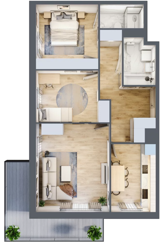 3 pokoje, mieszkanie 71,92 m², piętro 2, oferta nr SU1/B/2/9, Sady Ursynów 1, Warszawa, Ursynów, Wyczółki, ul. Koprowskiego / Pieskowa Skała