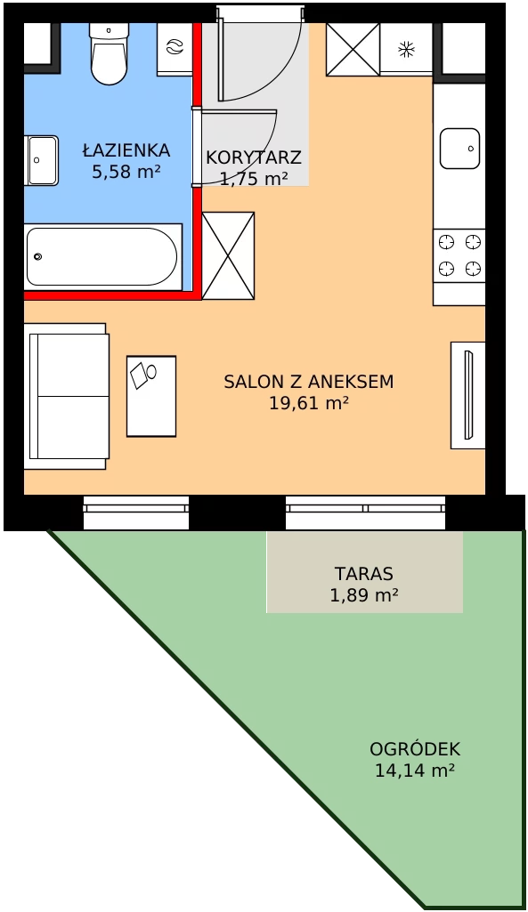 Zalety mieszkania 26.94 m², SU1/B/0/2