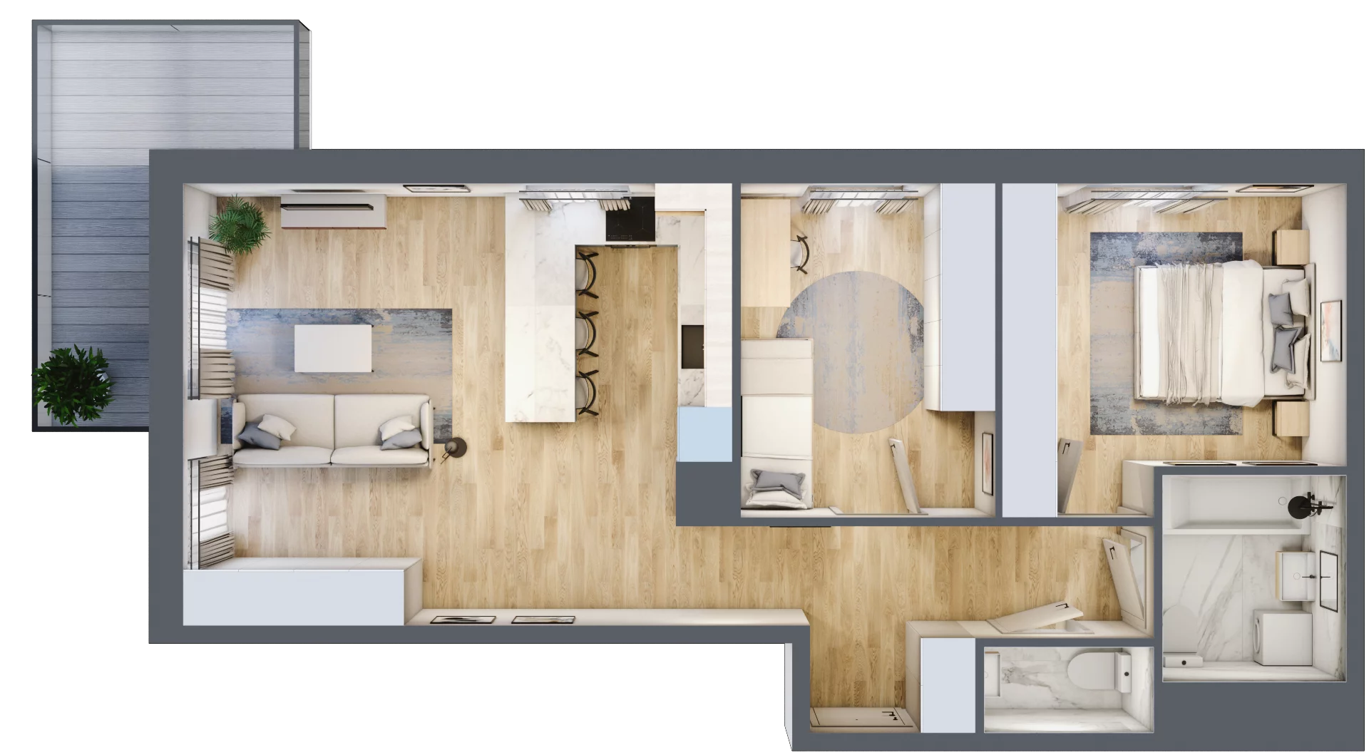 3 pokoje, mieszkanie 64,74 m², piętro 2, oferta nr SU1/B/2/14, Sady Ursynów 1, Warszawa, Ursynów, Wyczółki, ul. Koprowskiego / Pieskowa Skała